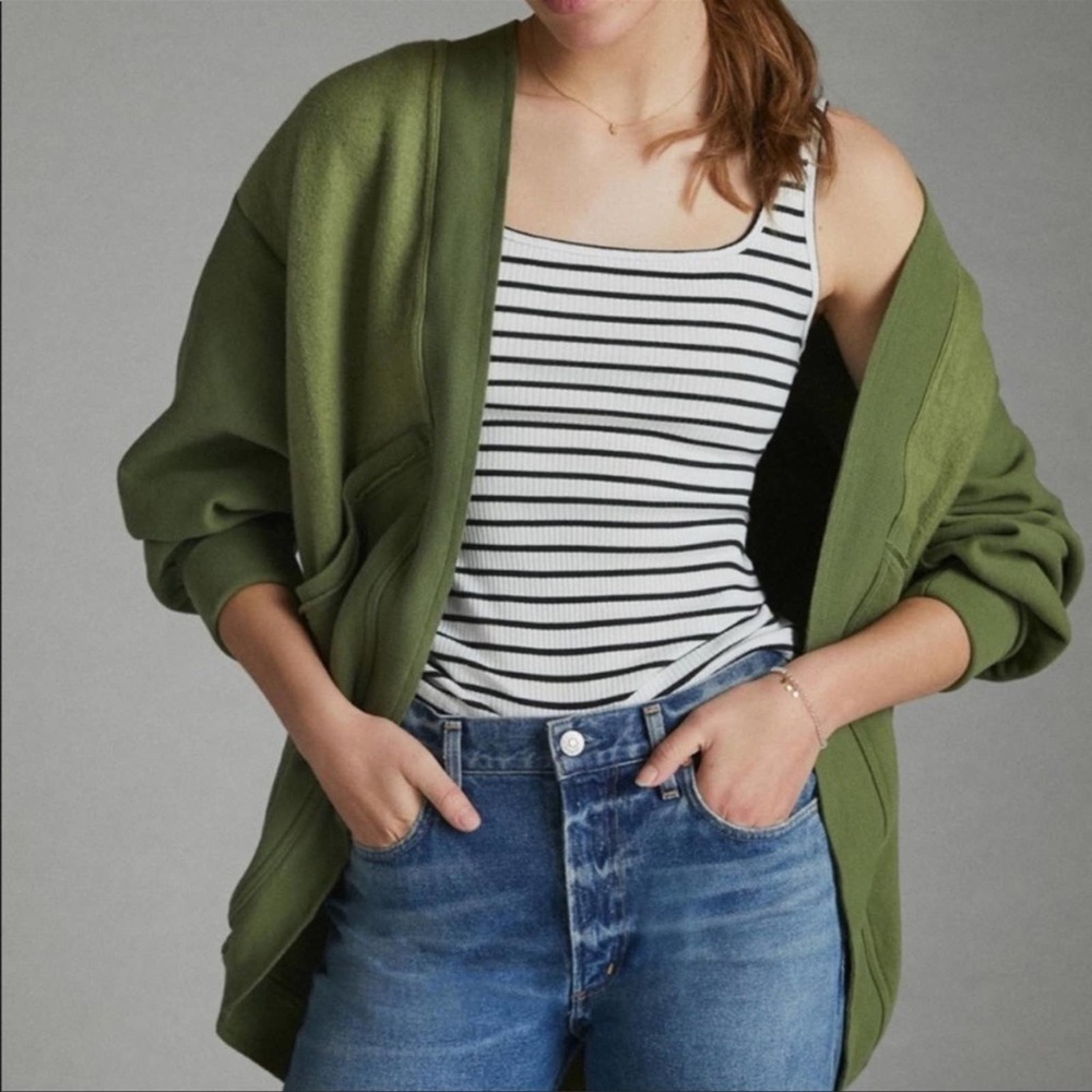 Anthropologie Pilcro Green Open Front Oversized Cardigan Size XXS/XS